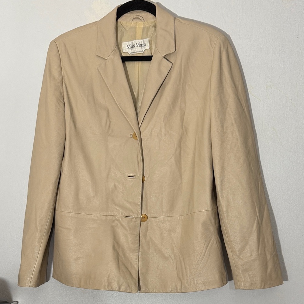 Max Mara Tan Leather Jacket size 10